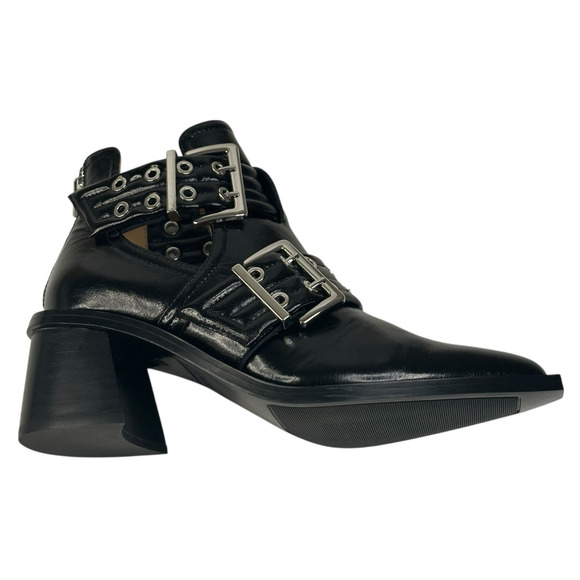 Steve Madden Grazia Pointed Toe Moto Bootie Black Leather Womens 7.5M New $150 - Picture 6 of 12